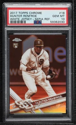 2017 Topps Chrome Sepia Refractor Hunter Renfroe #18 PSA 10 GEM MT Rookie RC - Image 1 of 2
