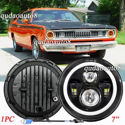 Faro LED redondo de 7 pulgadas con haz DRL alto/bajo Fit Plymouth Duster 340 1970-1975 Halo Foto 1 de 4