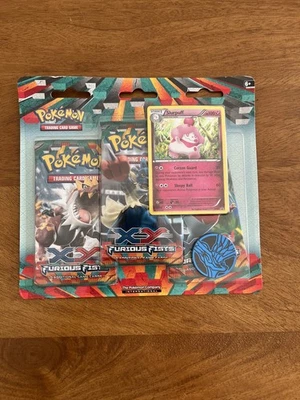 Pokemon XY Furious Fists 3 Pack Blister Slurpuff Promo Xerneas Coin Sealed - Image 1 of 2