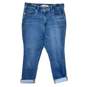 Lands End Womens Blue Whiskered Denim Straight Leg Cropped Jeans Womens Size 10 - Picture 1 of 14