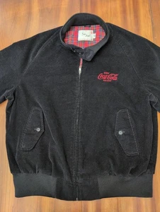 Bomber vintage Sir Jac rosso tartan foderato a quadri nero velluto a coste giacca Coca Cola - Foto 1 di 18