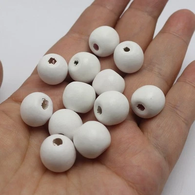 50 cuentas de madera redondas blancas de 14 mm (0,55") ~ cuentas de madera joyería artesanía hágalo usted mismo Foto 1 de 4