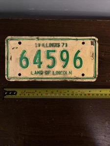 Oldtimer Motorrad Nummernschild -64596- Illinois 1973 70er USA - Bild 1 von 4