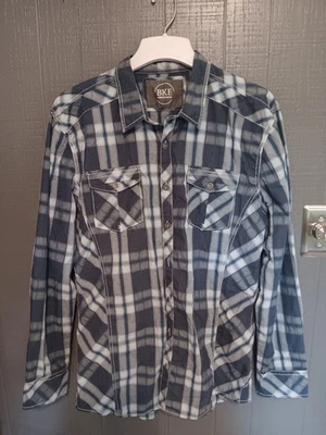 Camisa BKE Para Hombre Calce A Medida Manga Larga Botón Frontal Azul Bolsillos a Cuadros XXL Foto 1 de 4