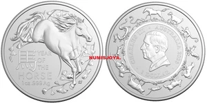 AUSTRALIA ONZA 2026. 1 DOLAR plata CABALLO LUNAR RAM. Peso 31,10 gr. Ley 999. - Bild 1 von 1