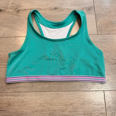 Hanes XLarge XL Green Striped Racerback Sports Bra Workout Gym Activewear - Image 1 of 3