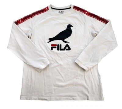 STAPLE PIGEON X FILA White Long Sleeve T-Shirt Big Logo Men's Size M/L RARE - Image 1 of 4
