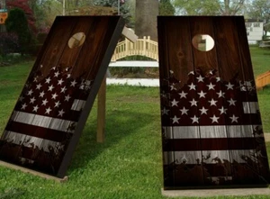 USA Flag American Cornhole Wrap Skin Vinyl Decal Sticker for Boards Wraps KA827 - Picture 1 of 12