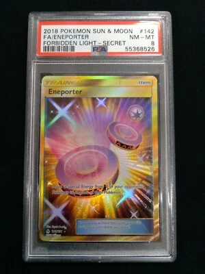 Graded PSA 8 ENEPORTER #142 2018 PM Sun & Moon Forbidden Light Secret NM - MT - Image 1 of 4