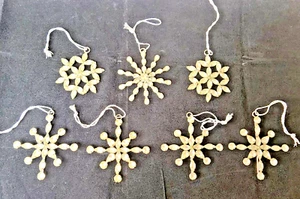 Set of 7 Vintage Victorian Rhinestone Glass Snowflakes Christmas Tree Ornaments - Picture 1 of 11