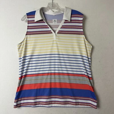 Tail White Label shirt top sz XL sleeveless striped collar golf tennis athletic - Image 1 of 4