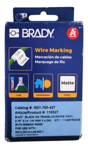 Brady M21-750-427 110927 Wire Marking Black on Transluc White Ripped Open Box - Picture 1 of 3