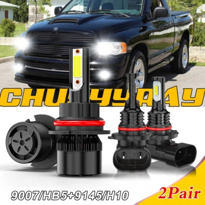 For 2003 2004 2005 Dodge Ram 1500 2500 3500 6000K LED Headlight +Fog Light Bulbs - Image 1 of 4