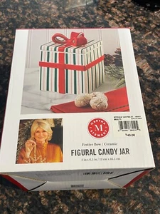 NIB Martha Stewart Festive Bow Ceramic Figural Candy Jar Cookie Jar - Picture 1 of 9
