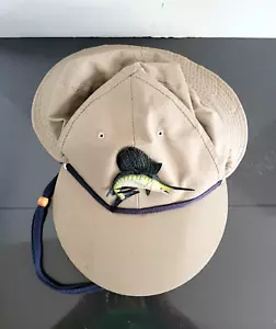 VTG Columbia Long Bill Hat Cap Gore Tex Neck Flap Tan Fishing 80s 90s w/marlin - Picture 1 of 7