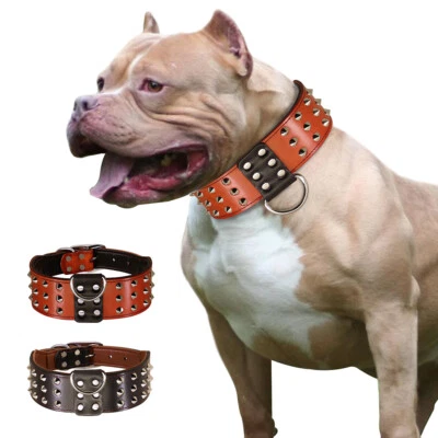 2" Wide Spiked Studded Dog Collar Heavy Duty Genuine Leather for German Shepherd - Image 1 of 4