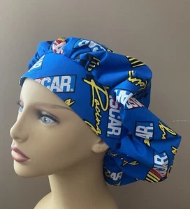 Bouffant or surgical scrub cap hat women made with Nascar Racing Fabric - Picture 1 of 3