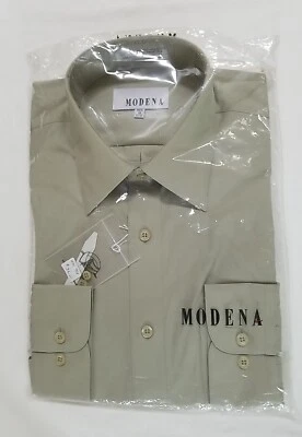 Camisa de vestir de manga larga Modena para hombre 16 regular 32/33 Sage nueva con etiquetas Foto 1 de 4