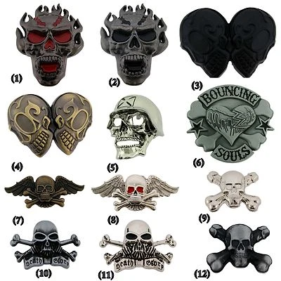 Calavera Cinturón Hebilla Huesos Cruzados Metal Plata Tatuaje Hombres Mujeres Disfraz Halloween Foto 1 de 4