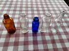 Lot Of 5 Old Small Glass Bottles - Assorted Blue Brown Clear