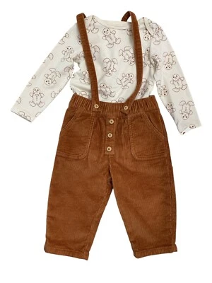 Bebé Pan de Jengibre Hombre Conjunto Navidad Infante 12M Top y Pana Pantalones Marrón Foto 1 de 4