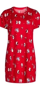 Joyspun Women's S/M Short Sleeve Sleep Shirt Nightgown PENGUINS Winter #0469 - Picture 1 of 4