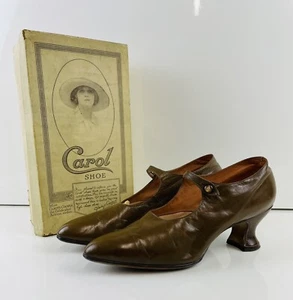 Antique Victorian Edwardian Ladies Shoes French Heel Carol With Original Box. - Picture 1 of 15