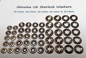 Star Push On Haltescheibenclips Verschlussklemme metrisch runde Welle 10X3,4,5,6 & 8 mm - Bild 1 von 1