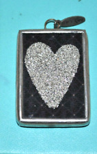 Jewel Kade Couture Silver Glitter Heart Reversible Pendant Vintage ICONIC FUN