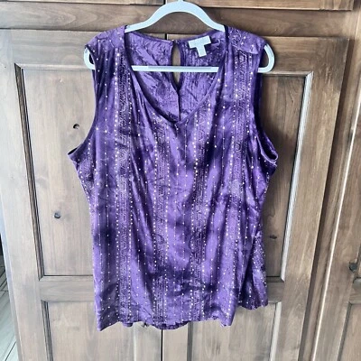 DressBarn-WOMEN'S Pruple Tye Dye Sequine Sleeveless Shirt Size 2X - Image 1 of 4