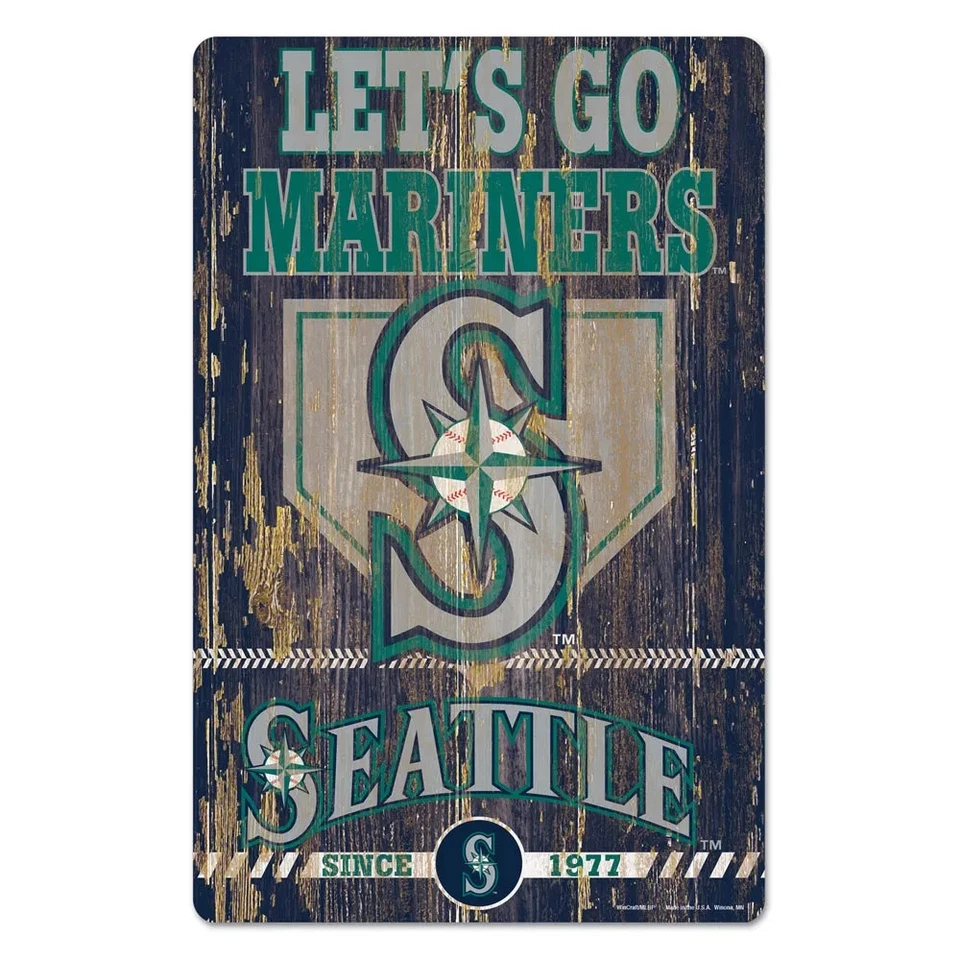 SEATTLE MARINERS LET'S GO MARINERS EST. 1977 WOOD SIGN 11"x17" NEW WINCRAFT 👀 - Image 1 of 1