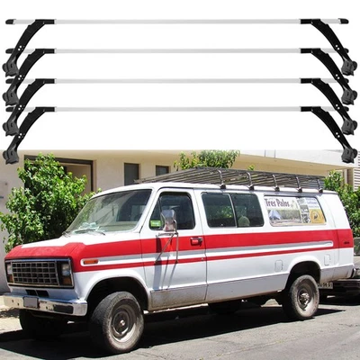 For Ford E-150 E-250 E-350 E450 Econoline 4 Bars Roof Rack Cross Bar Cargo Kayak - Image 1 of 4