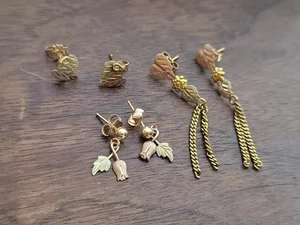 Lot Of 3 Pairs LANDSTROM'S 10K Black Hills Multi Colored Gold Earrings - Picture 1 of 13