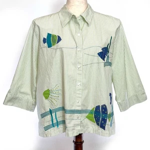 Bechamel XL grün gestreiftes Top Fisch Applikationen - Bild 1 von 7