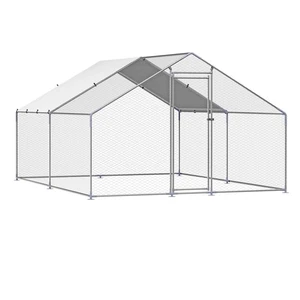 Uimoso Metal Chicken Coop 9.8x13.1x6.5ft Walk-in Chicken Run Cover Spire Roof - Imagen 1 de 12