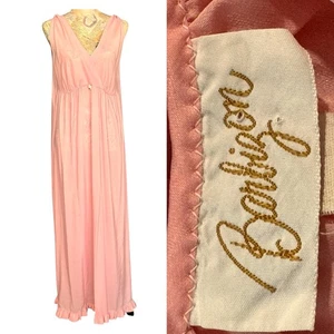 VTG Barbizon Nightgown Women’s S Silky Pink Crepe Remarque 1954-1982 Lingerie - Picture 1 of 14