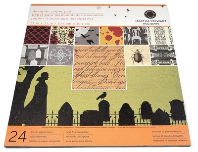 RARE Martha Stewart Designer Paper Pad VAMPIRE 24 Double-Sided Sheets 12x12 - Image 1 of 2