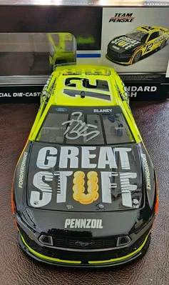 Mustang Diecast 2024 Ryan Blaney #12 autografado Menards Great Stuff ação 1:24 - Imagem 1 de 3