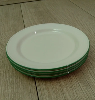 4 Steelite International Side Plates 15cm 6 Inch Cream Green Rim Restaurant Ware - Image 1 of 4