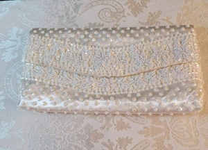 Vintage White Bead and Sequin Clutch Purse - Picture 1 of 5