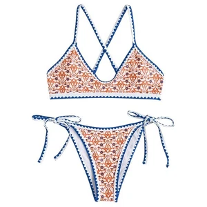 ZAFUL Boho Bindestich Bikini Spaghettiträger Triangel Bademode Medium Size - Bild 1 von 4