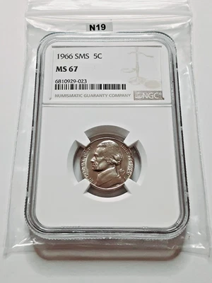 1966 Special Mint Set  NGC MS67  Jefferson Nickel 5C White Label!    N19 - Image 1 of 2