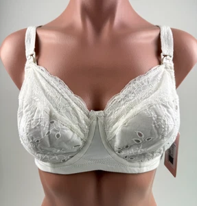 Cake Lingerie Balcony Style Flexible Wire Embroidery Nursing Bra White 38D NWT - Picture 1 of 18