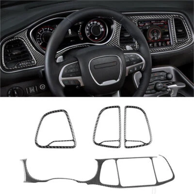 Vinyl Carbon Fiber Inner Console Dashboard Cover Trim For Dodge Challenger 15-20 — 第 1/4 张图片