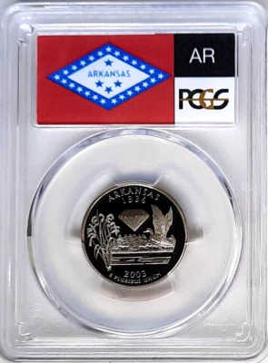 2003-S Clad Proof Arkansas State Quarter-PCGS PR 70 DCAM-State Flag - Image 1 of 4
