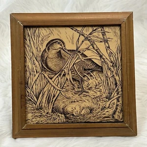 Vtg Josiah Wedgwood & Sons Etruria Brown Transfer Tile Snipe Eggs 6" Game Series - Picture 1 of 13