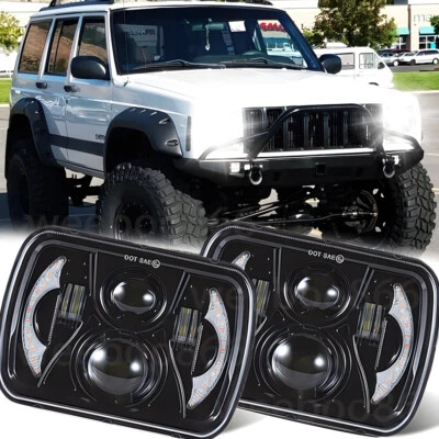 Par de faros LED 5x7" 7x6 para Jeep 84-2001 Cherokee XJ/Para 86-1995 Wrangler Foto 1 de 4