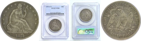 1872-CC Seated Liberty Half Dollar PCGS VF-20 Cover