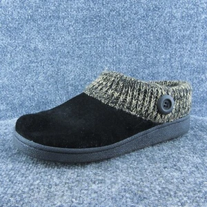 Clarks Women Shearling Style Shoes Black Leather Slip On Size 7 Medium - Picture 1 of 10