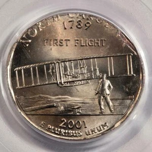 2001 PCGS MS66 On 4.6 Grams Elliptical Clip North Carolina Quarter Mint Error - Picture 1 of 4